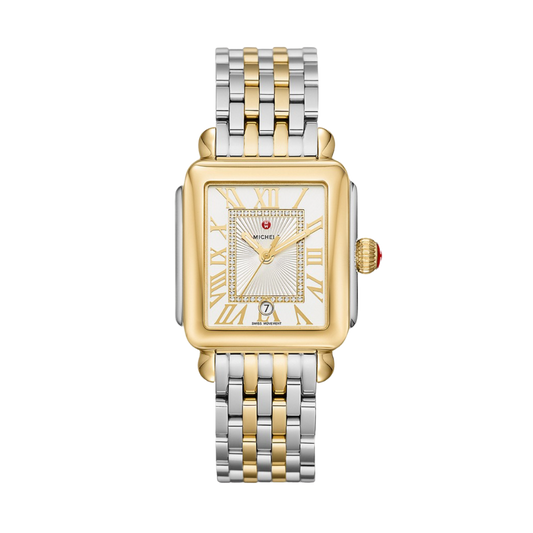 Michele Deco Madison Two-Tone 18K Gold Diamond Dial Watch