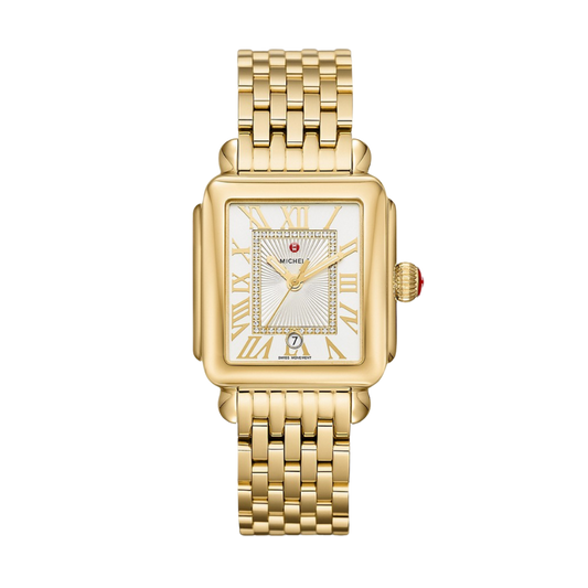 Michele Deco Madison Gold Diamond Dial Watch