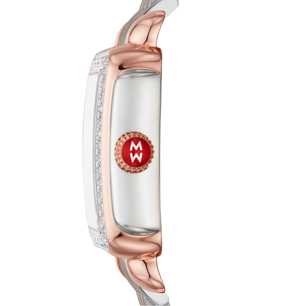 Michele Deco Madison Two-Tone Pink Gold Diamond Watch