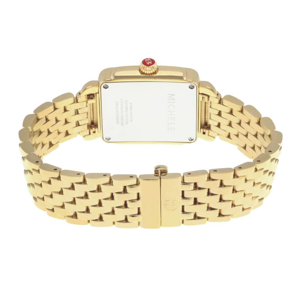 Michele Deco Mid 18K Gold Diamond Dial Watch