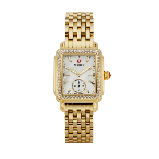 Michele Deco Mid 18K Gold Diamond Watch