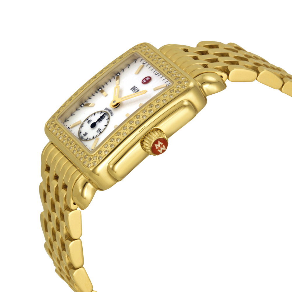 Michele Deco Mid 18K Gold Diamond Watch