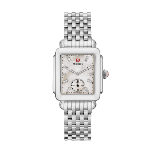 Michele Deco Mid Stainless Diamond Dial Watch