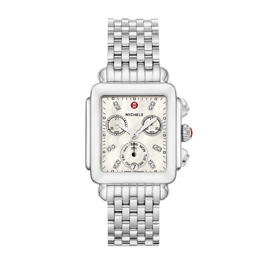 Michele Deco Stainless Diamond Dial Watch