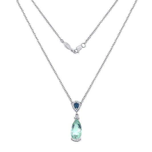 Sapphire and Green Amethyst Diamond Necklace