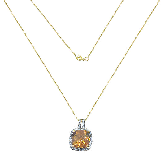 Citrine Diamond Necklace