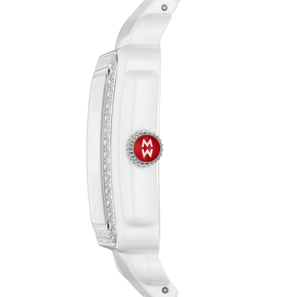 Michele Deco Madison Mid White Ceramic Diamond Watch