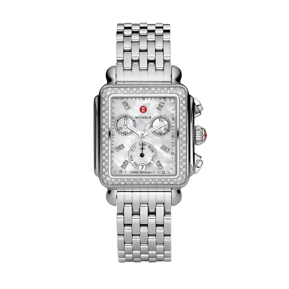 Michele Deco Stainless Diamond Watch