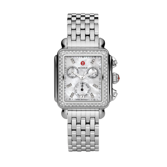 Michele Deco Stainless Diamond Watch