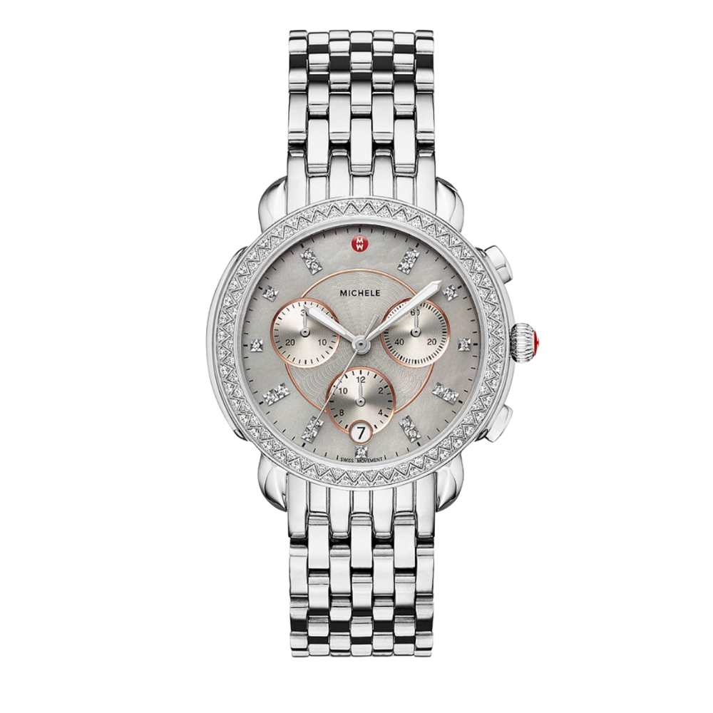 Michele Sidney Stainless Diamond Watch
