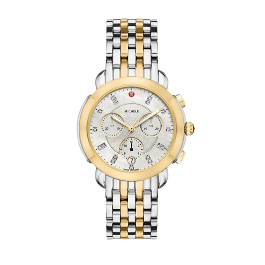 Michele Sidney Two-Tone 18K Gold Diamond Dial Watch