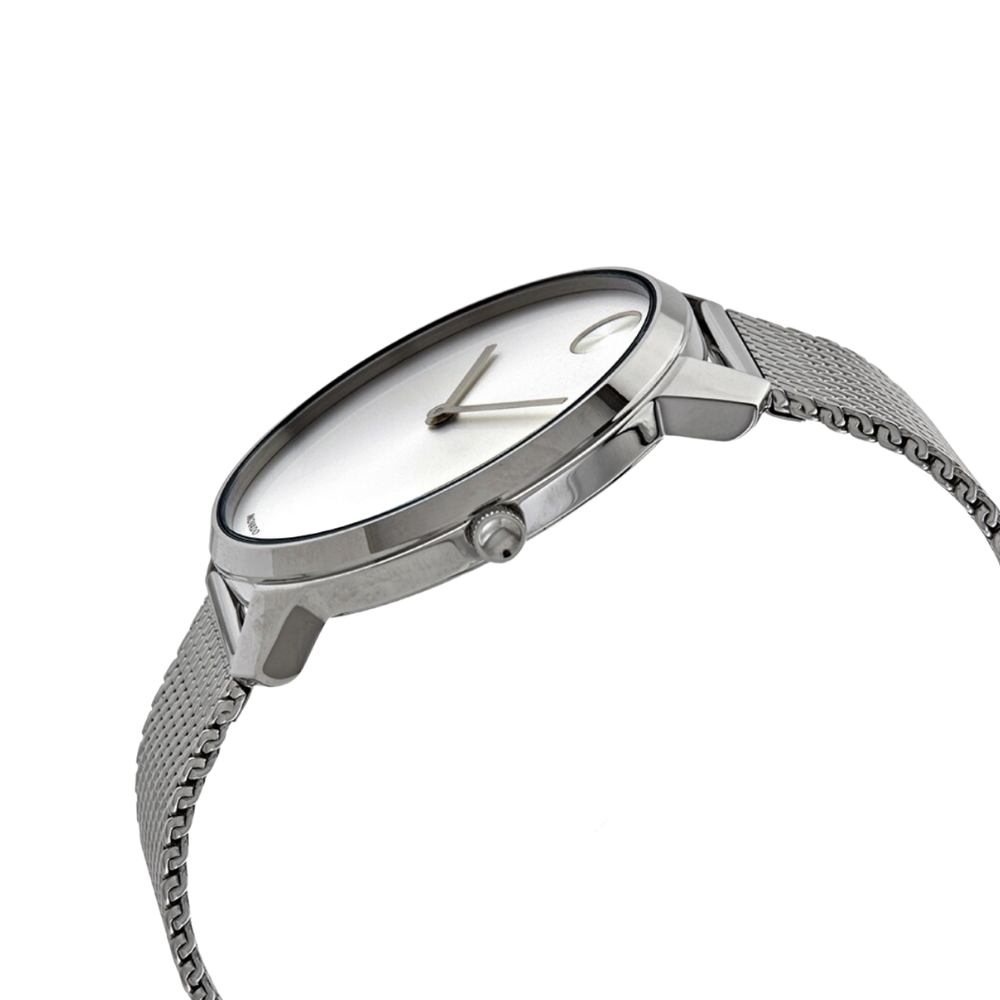 Movado Bold Quartz Silver Dial Stainless Steel Mesh Men's Watch