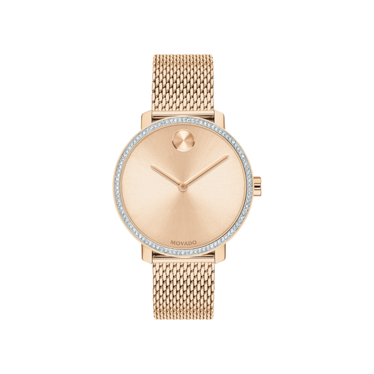 Movado Bold Shimmer Pale Rose Gold PVD Ladies Watch