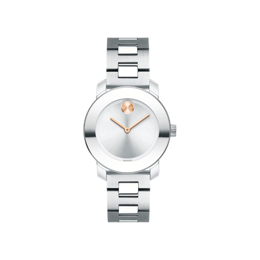Movado Bold Silver Sunray Dial Stainless Steel Ladies Watch