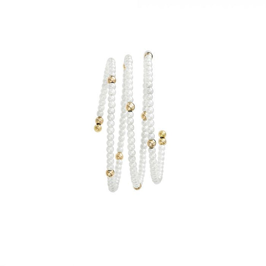 Pearl and Polished Bead Coil Bangle